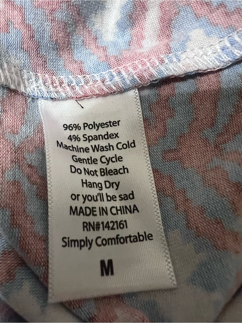 LuLaRoe White Raglan Top with Blue and Red Geometric Print - Picture 4 of 5
